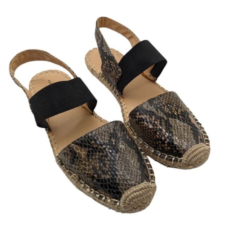Adrienne Vittadini Women's Angelo Black Snakeskin Espadrille Flat Sandals 8M - Picture 1 of 8